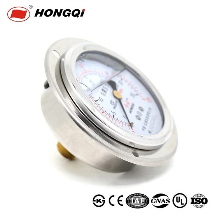 Back Mount With Flange Double Scale Manometer For Compressed Air
