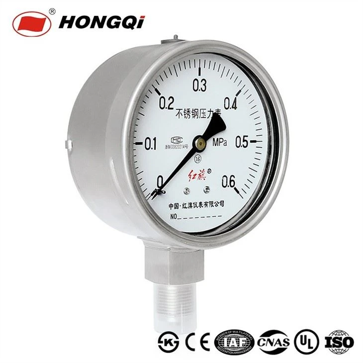 Hongqi 100mm Anti-Corrosive Stain Steel Case Pressure Gauge Thread M20*1.5/G1/2