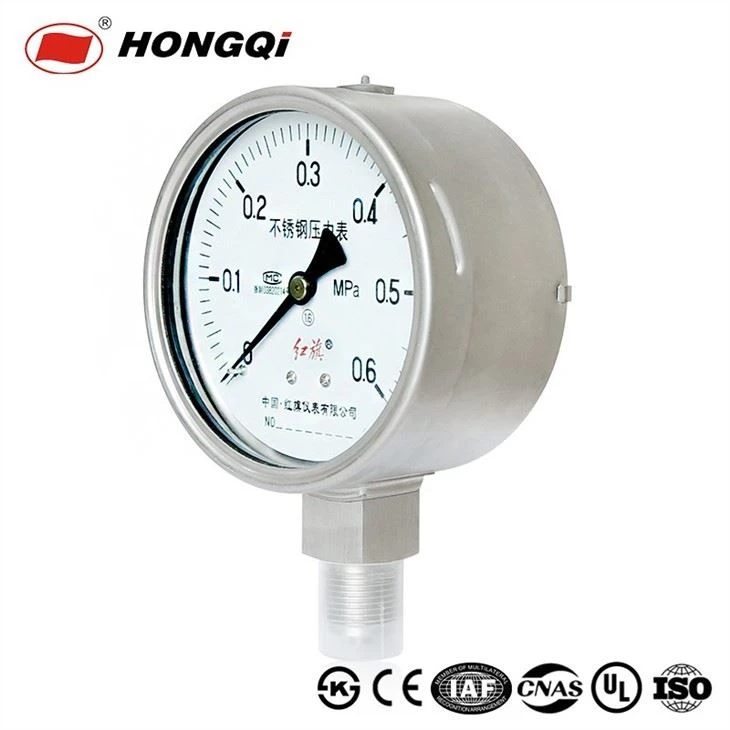Hongqi 100mm Anti-Corrosive Stain Steel Case Pressure Gauge Thread M20*1.5/G1/2