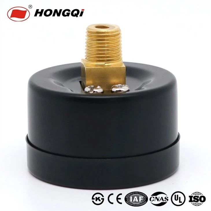 black painted steel pressure gauge