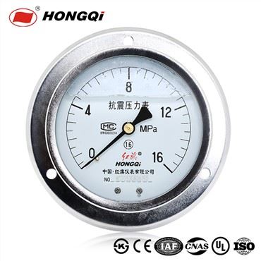 4" Sliabh Cúil Líonta Leachtach, M20*1.5/Z1/2/Z1/4(NPT), Méadar Brú Feadáin Bourdon Práis Le Flange
